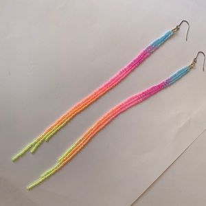 Catterfly Kreations extra long beaded pastel rainbow tassels